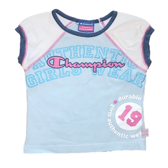 Champion Other - CHAMPION Light Blue, Dark Blue, Pink and White Short Sleeve Tee